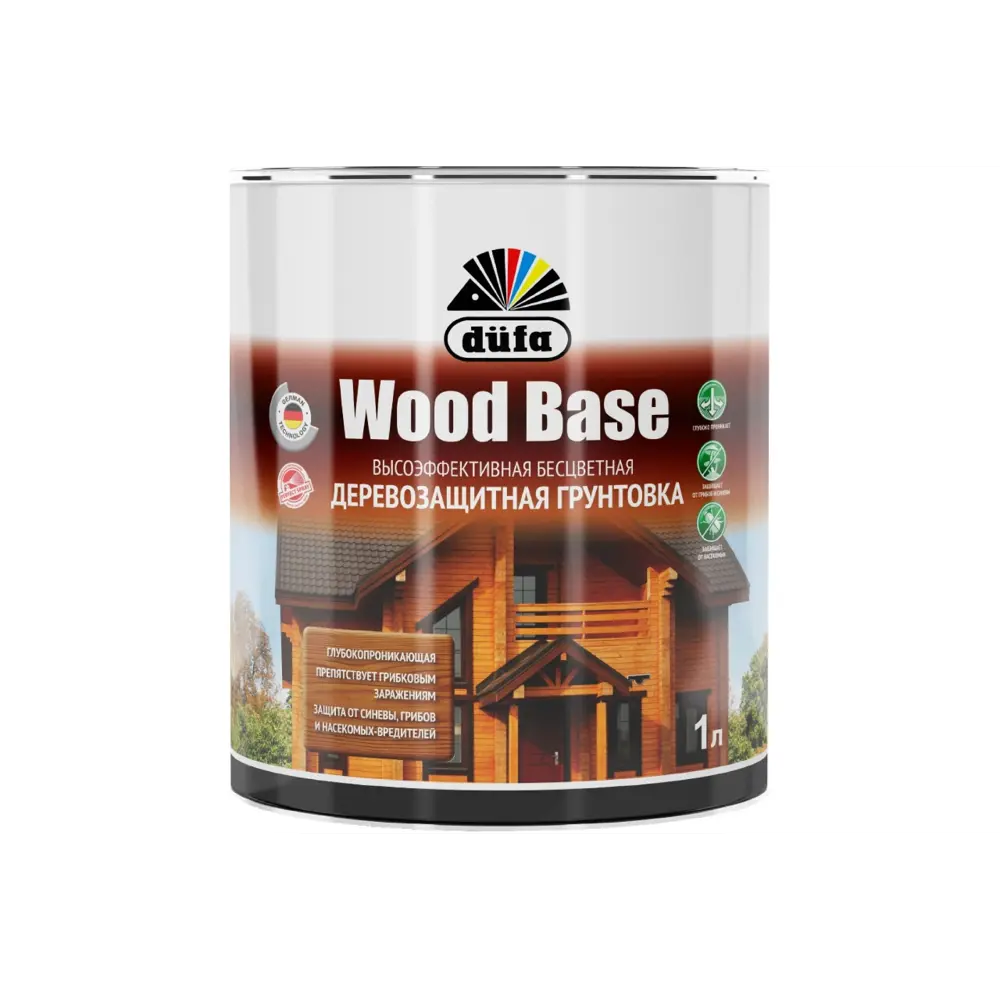 Фото Грунтовка Dufa Wood Base для защиты древесины с биоцидом бесцветный 0.9л Фото Грунтовка Dufa Wood Base для защиты древесины с биоцидом бесцветный 0.9л