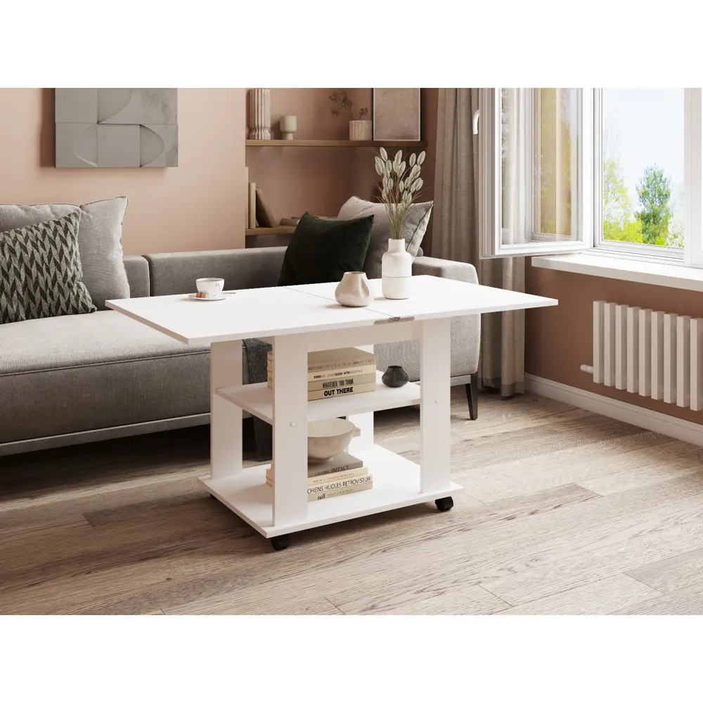 Фото Журнальный столик прямоугольный Клик мебель 120x70x63.8 см белый Фото Журнальный столик прямоугольный Клик мебель 120x70x63.8 см белый