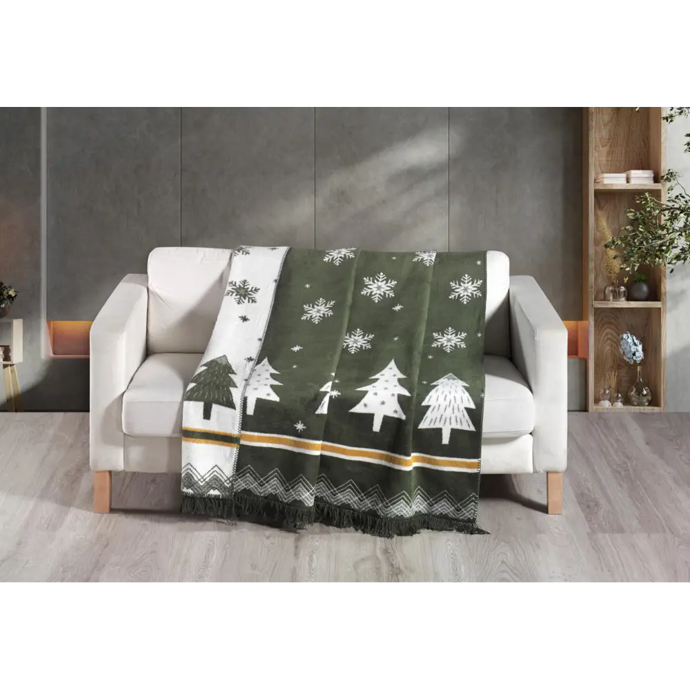 Фото 2 Плед Arya home Eve 150x200 см хлопок цвет зеленый Фото 2 Плед Arya home Eve 150x200 см хлопок цвет зеленый