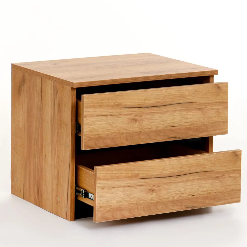 Фото 3 Тумба прикроватная Клик мебель 50.2x43x42.6 см 2 ящика ЛДСП цвет черный/дуб золотой