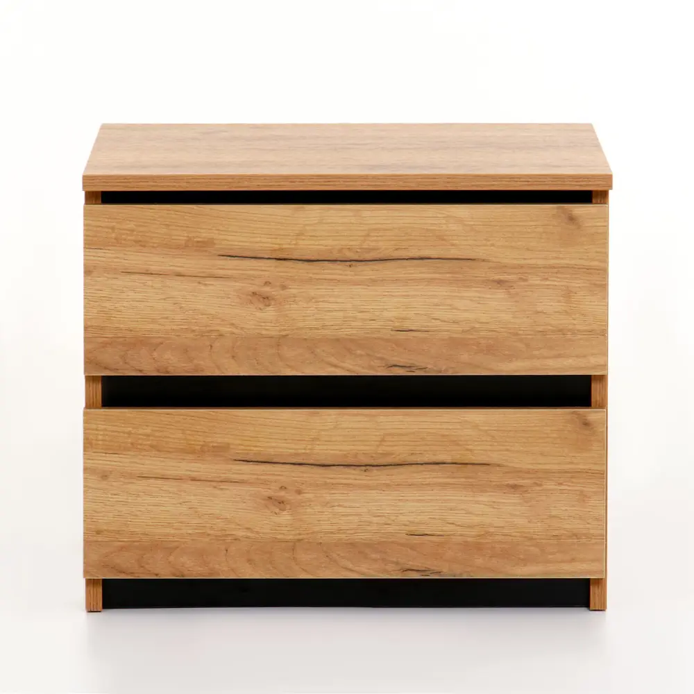 Фото 2 Тумба прикроватная Клик мебель 50.2x43x42.6 см 2 ящика ЛДСП цвет черный/дуб золотой