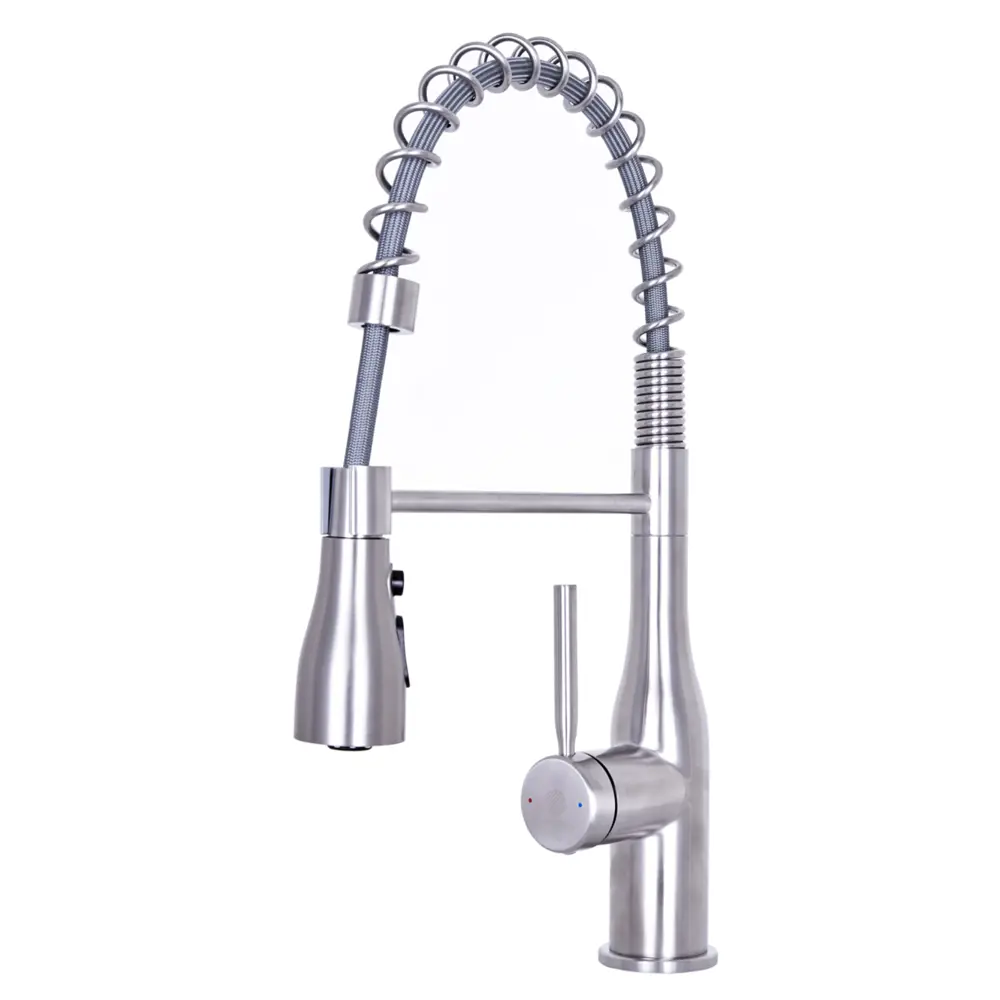 Фото 2 Смеситель для кухни однорычажный Orange Boni гибкий излив 12 см латунь цвет никель