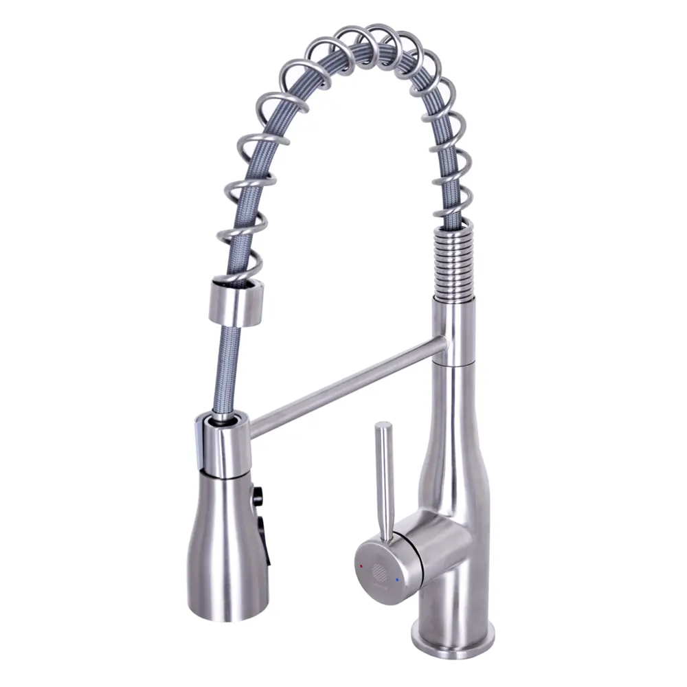 Фото 3 Смеситель для кухни однорычажный Orange Boni гибкий излив 12 см латунь цвет никель