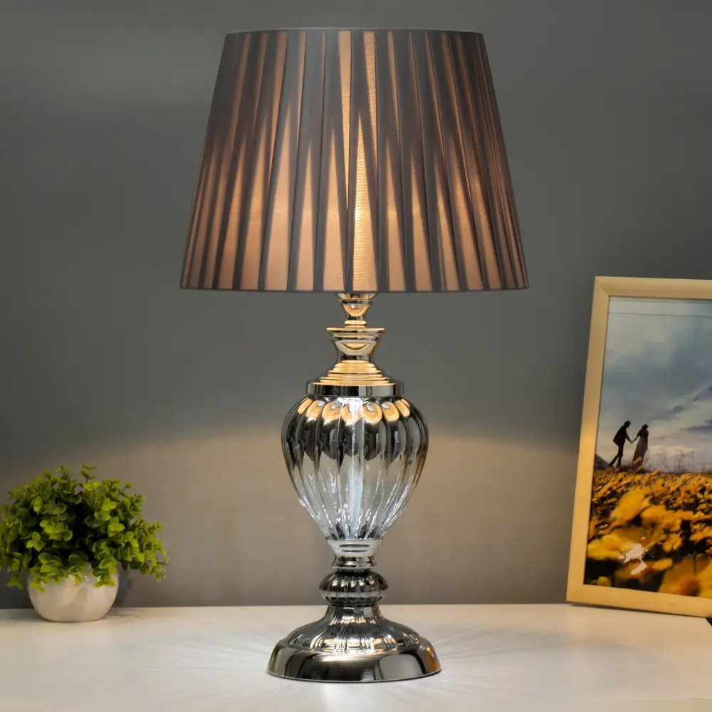 Фото 2 Настольная лампа RISALUX E-74 цвет серый серебристый Фото 2 Настольная лампа RISALUX E-74 цвет серый серебристый