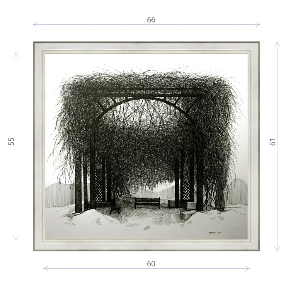 Фото Картина в раме Декор депо Константин Малютин "Беседка в Ботаническом саду зимой" E20 61x66 см без стекла