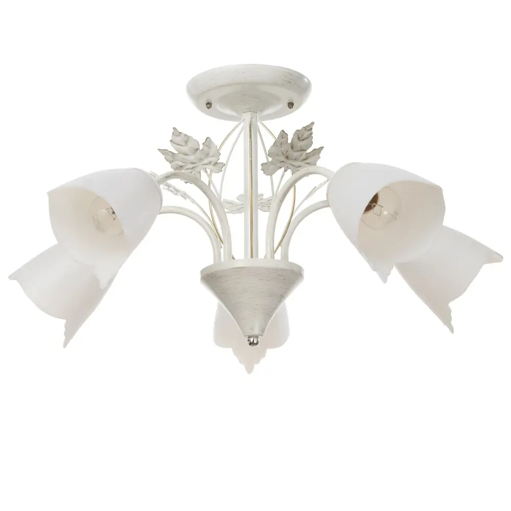 Фото Люстра потолочная BAYERLUX 1007/5 WT+GD 9130290 5 ламп 15 м² цвет белый Фото Люстра потолочная BAYERLUX 1007/5 WT+GD 9130290 5 ламп 15 м² цвет белый