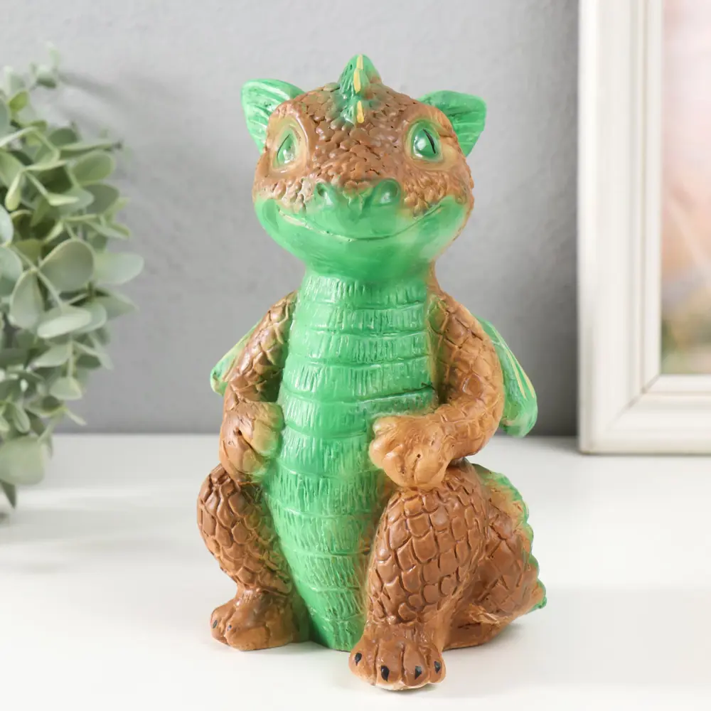 Фото 5 Копилка "Дракончик" 18x10x10 см зелёно-коричневый