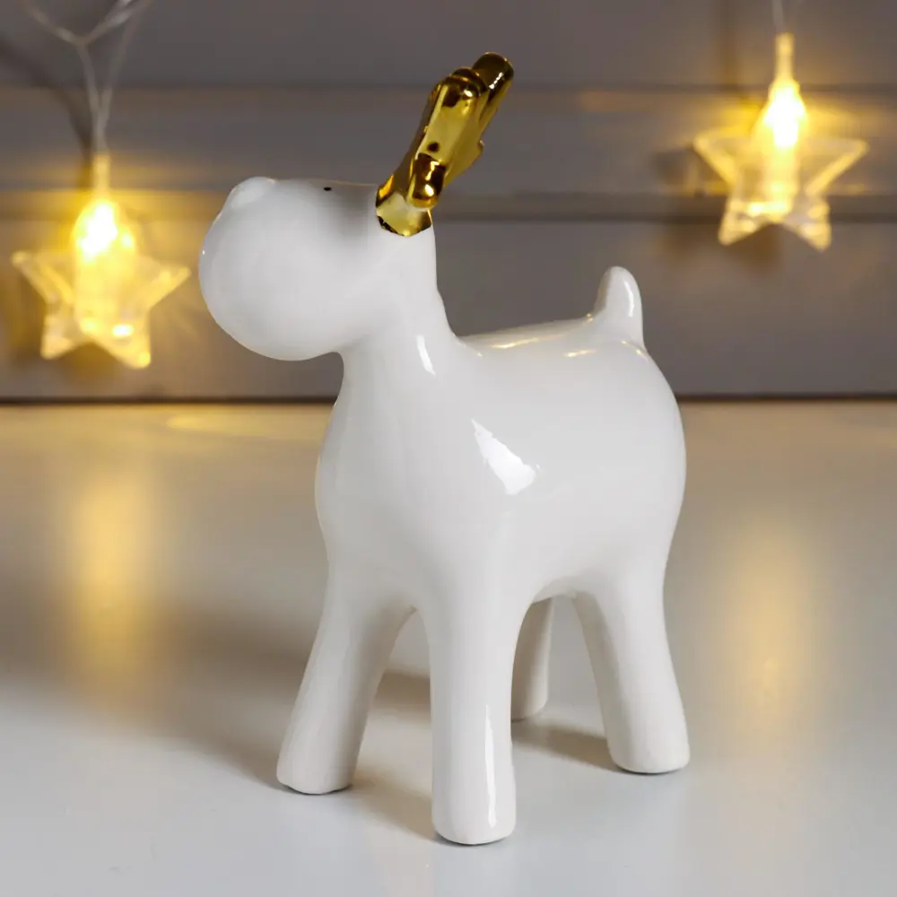 Фото 4 Сувенир интерьерный "Олешка с сердечком" золото 13.6x6.7x9 см