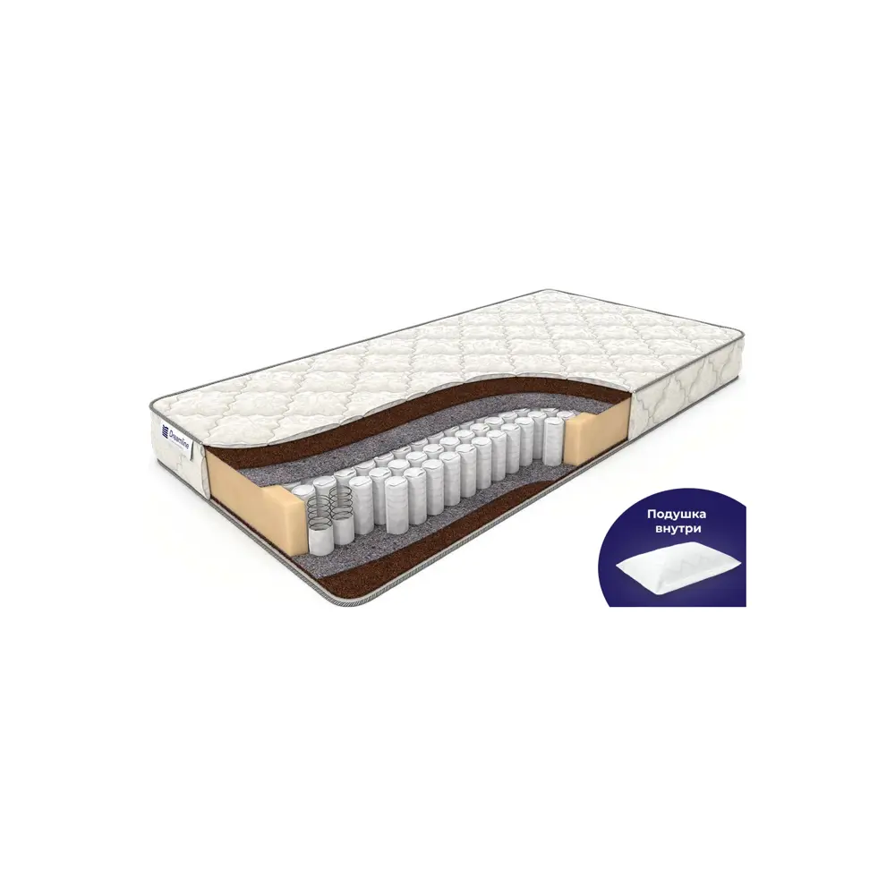 Фото Матрас Dreamline Dream-1 TFK 200x205 см, независимый пружинный блок, двуспальный, кокосовый Фото Матрас Dreamline Dream-1 TFK 200x205 см, независимый пружинный блок, двуспальный, кокосовый