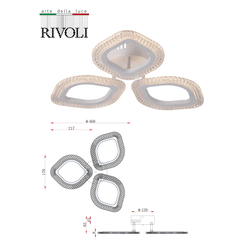 Фото 2 Люстра потолочная светодиодная Rivoli 6110-103 с пультом управления 10 м² регулируемый белый свет цвет белый Фото 2 Люстра потолочная светодиодная Rivoli 6110-103 с пультом управления 10 м² регулируемый белый свет цвет белый