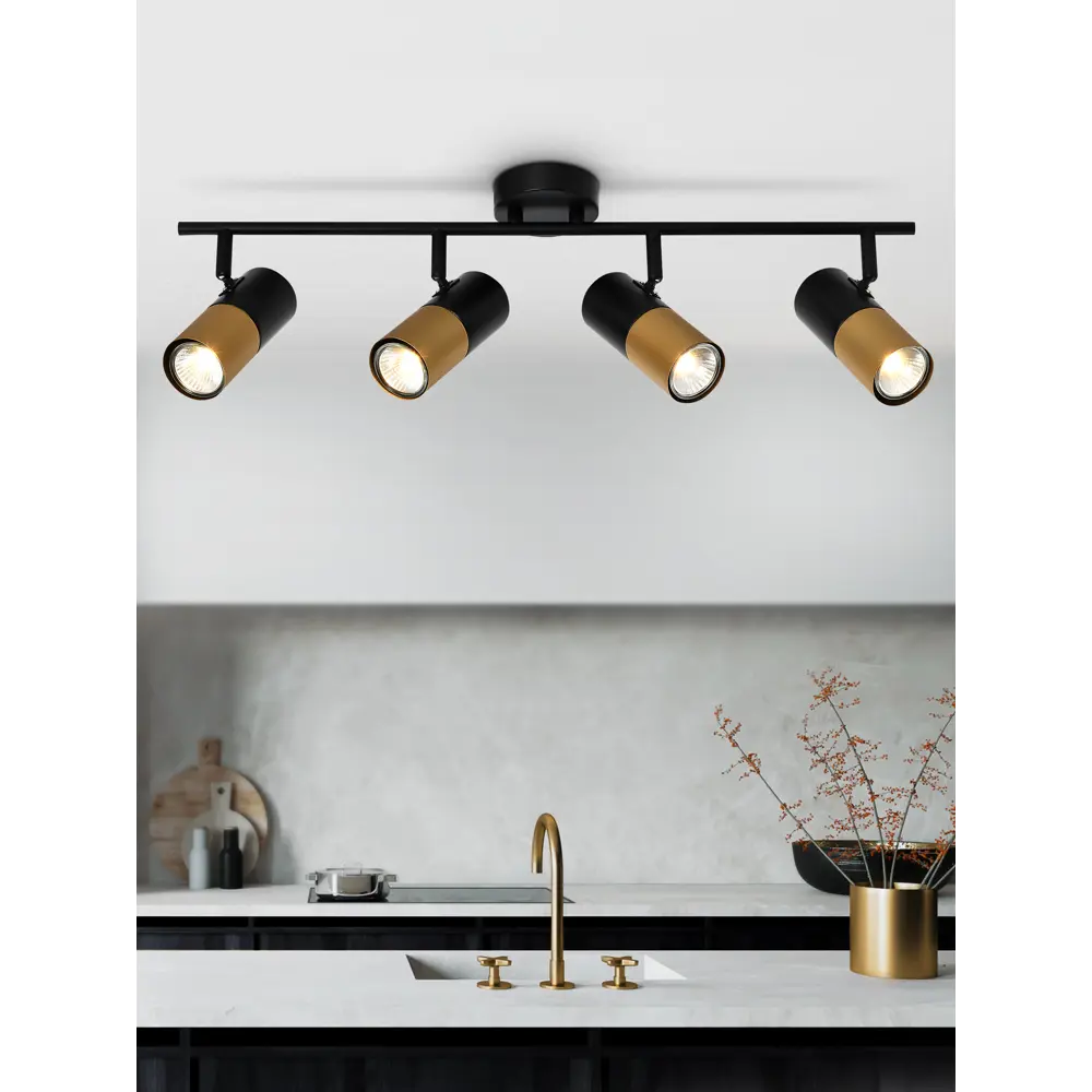 Фото Спот поворотный Rivoli Б0057933 4 лампы 12 м² цвет черный Фото Спот поворотный Rivoli Б0057933 4 лампы 12 м² цвет черный