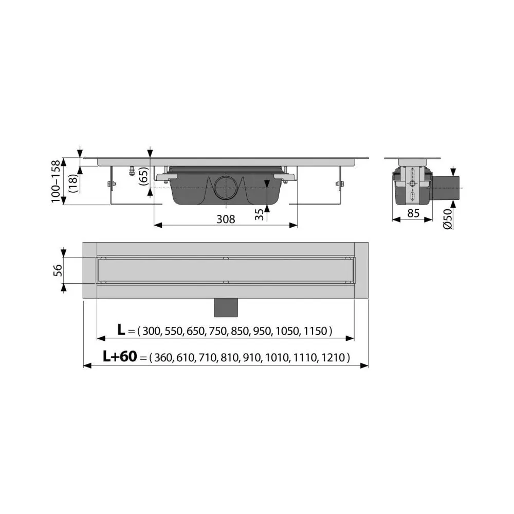 Фото 2 Трап для душа Alcaplast APZ15S Marble 1050 мм горизонтальный выход Ø50 мм Фото 2 Трап для душа Alcaplast APZ15S Marble 1050 мм горизонтальный выход Ø50 мм