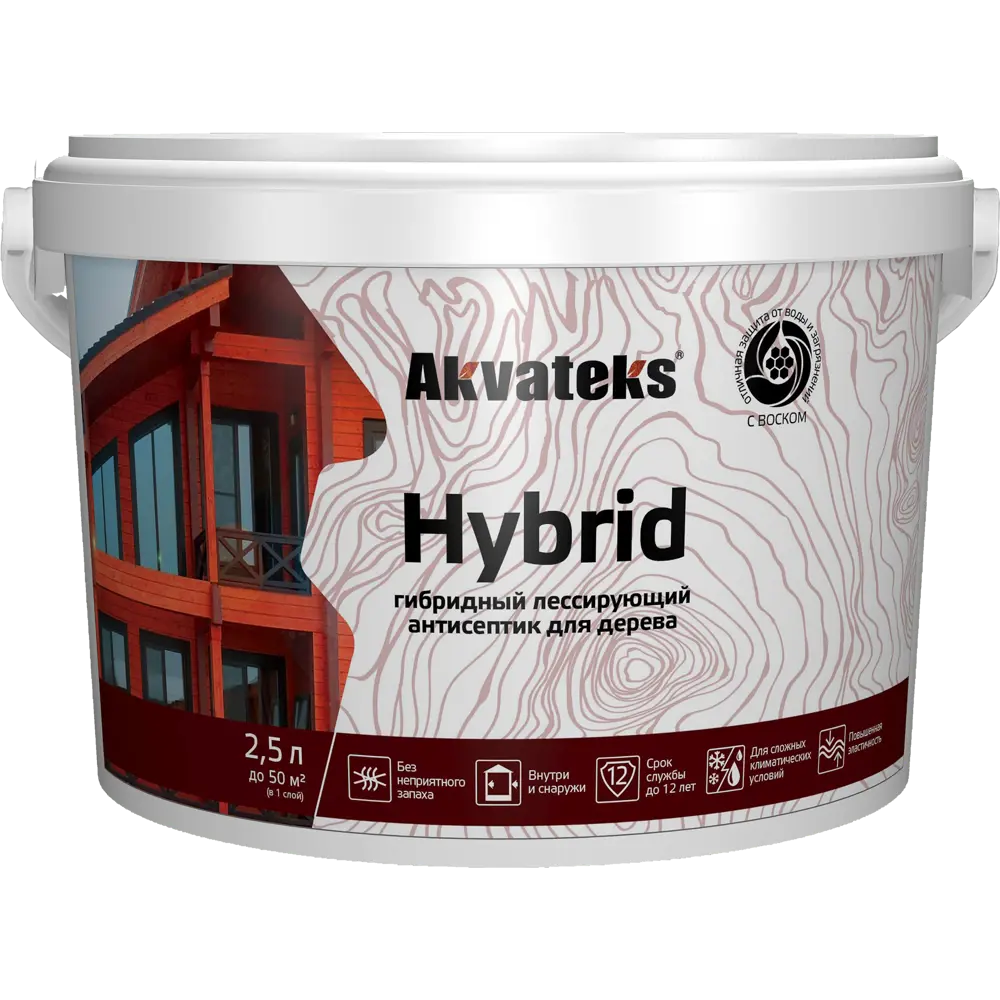 Фото 2 Антисептик Akvateks Hybrid гибридный лессирующий полуматовый тик 2.5 л Фото 2 Антисептик Akvateks Hybrid гибридный лессирующий полуматовый тик 2.5 л