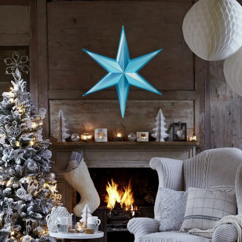 Фото Новогодняя фигурка Звезда Остроконечная большая голубой металлик 55.7x64 см Фото Новогодняя фигурка Звезда Остроконечная большая голубой металлик 55.7x64 см