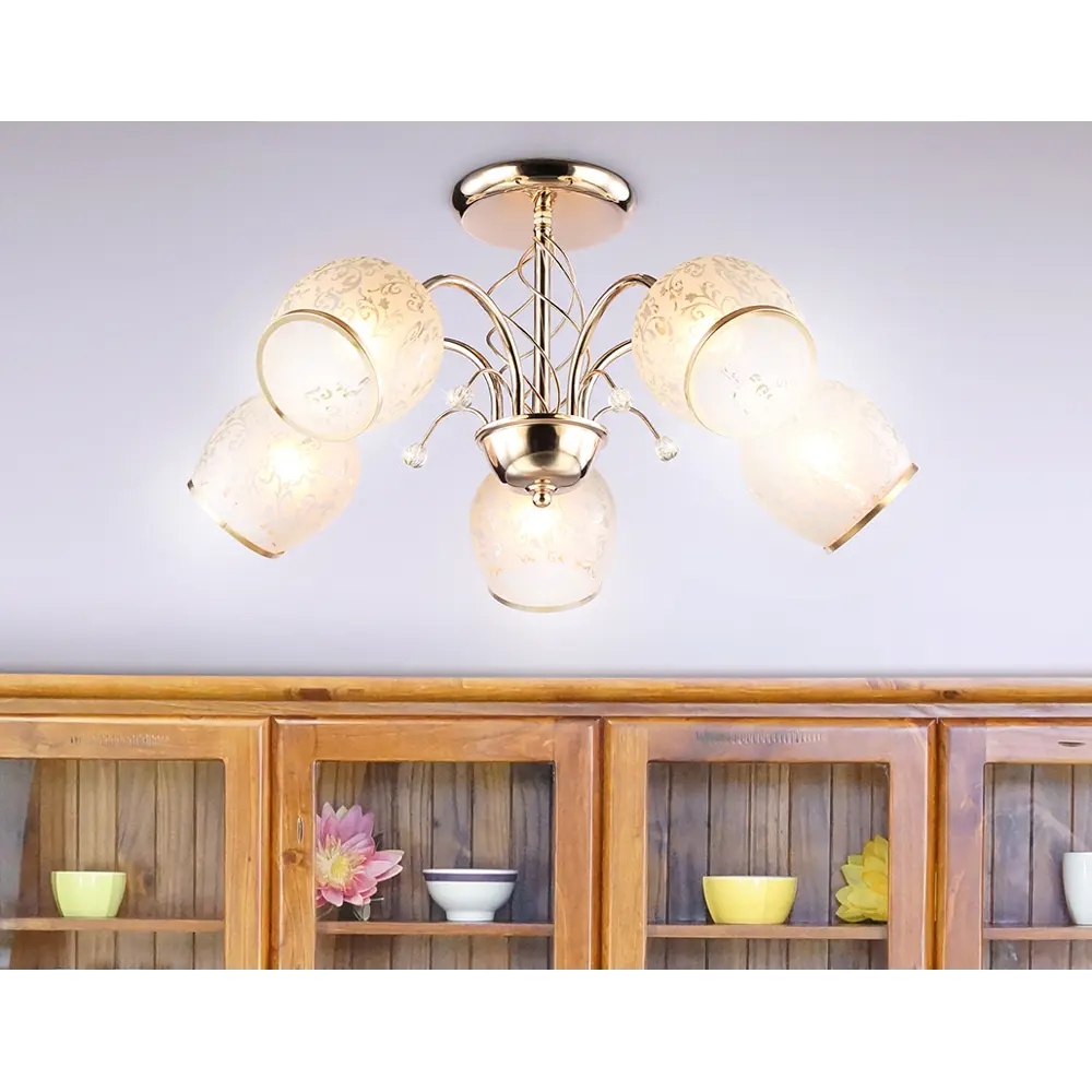 Фото 4 Люстра на штанге AMBRELLA LIGHT TR3189 Traditional 5 ламп 12 м² цвет белый Фото 4 Люстра на штанге AMBRELLA LIGHT TR3189 Traditional 5 ламп 12 м² цвет белый