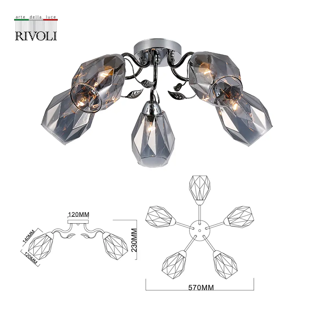 Фото 4 Люстра потолочная RIVOLI B0053408 9103-305 5 ламп 15 м² цвет золото Фото 4 Люстра потолочная RIVOLI B0053408 9103-305 5 ламп 15 м² цвет золото
