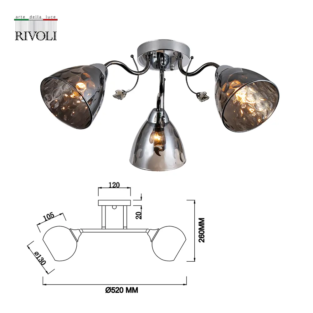 Фото 4 Люстра потолочная RIVOLI B0053410 9104-303 3 лампы 9 м² цвет золото Фото 4 Люстра потолочная RIVOLI B0053410 9104-303 3 лампы 9 м² цвет золото