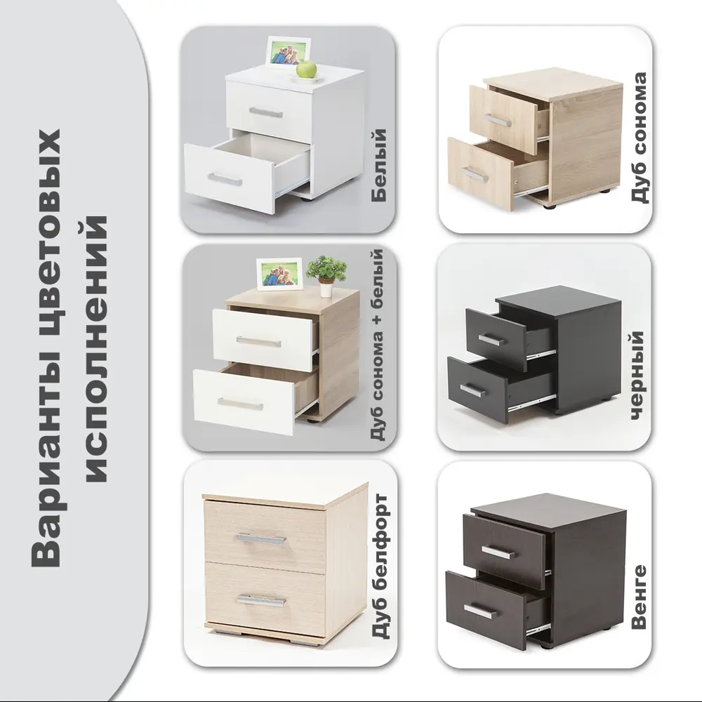 Фото 15 Тумба прикроватная Letta Ультра 40x44.5x38.6 см 2 ящика ЛДСП цвет черный Фото 15 Тумба прикроватная Letta Ультра 40x44.5x38.6 см 2 ящика ЛДСП цвет черный