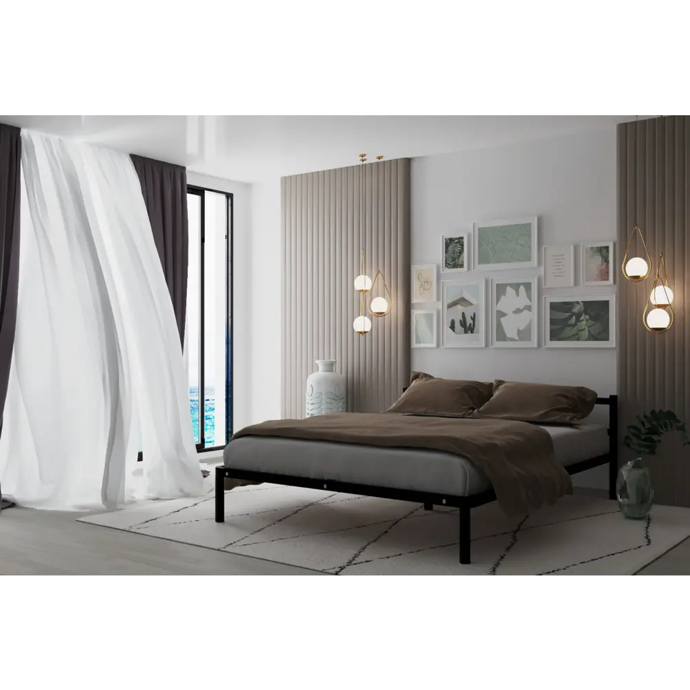 Фото Кровать Berhouse Мета М160 160x200 см металл цвет черный Фото Кровать Berhouse Мета М160 160x200 см металл цвет черный