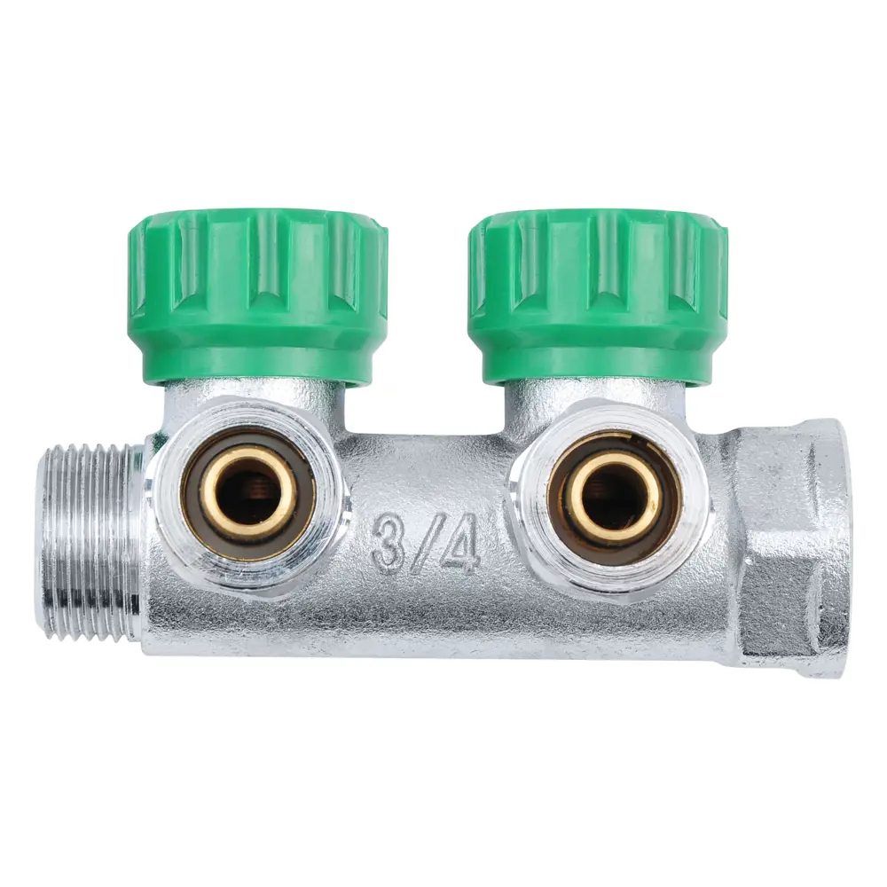 Фото 2 Коллектор Smartgroup 1875CH051602-27 на 2 выхода 3/4"х3/4" латунь Фото 2 Коллектор Smartgroup 1875CH051602-27 на 2 выхода 3/4"х3/4" латунь