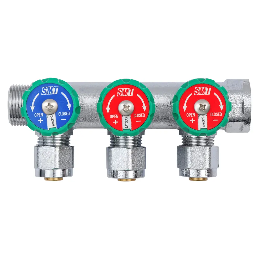 Фото 2 Коллектор Smartgroup 1875CH051603 на 3 выхода 3/4"х3/4" латунь Фото 2 Коллектор Smartgroup 1875CH051603 на 3 выхода 3/4"х3/4" латунь