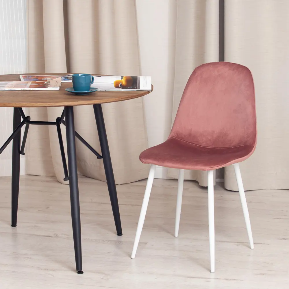 Фото 3 Комплект стульев 4 шт Tetchair Breeze 53x53x44 см вельвет цвет коралловый/белый Фото 3 Комплект стульев 4 шт Tetchair Breeze 53x53x44 см вельвет цвет коралловый/белый
