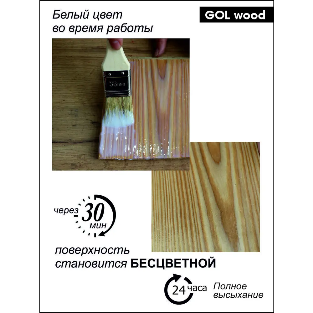 Фото 9 Лак акриловый GOLwood Wd.290-М для дерева морозостойкий полуматовый 2.4 кг Фото 9 Лак акриловый GOLwood Wd.290-М для дерева морозостойкий полуматовый 2.4 кг