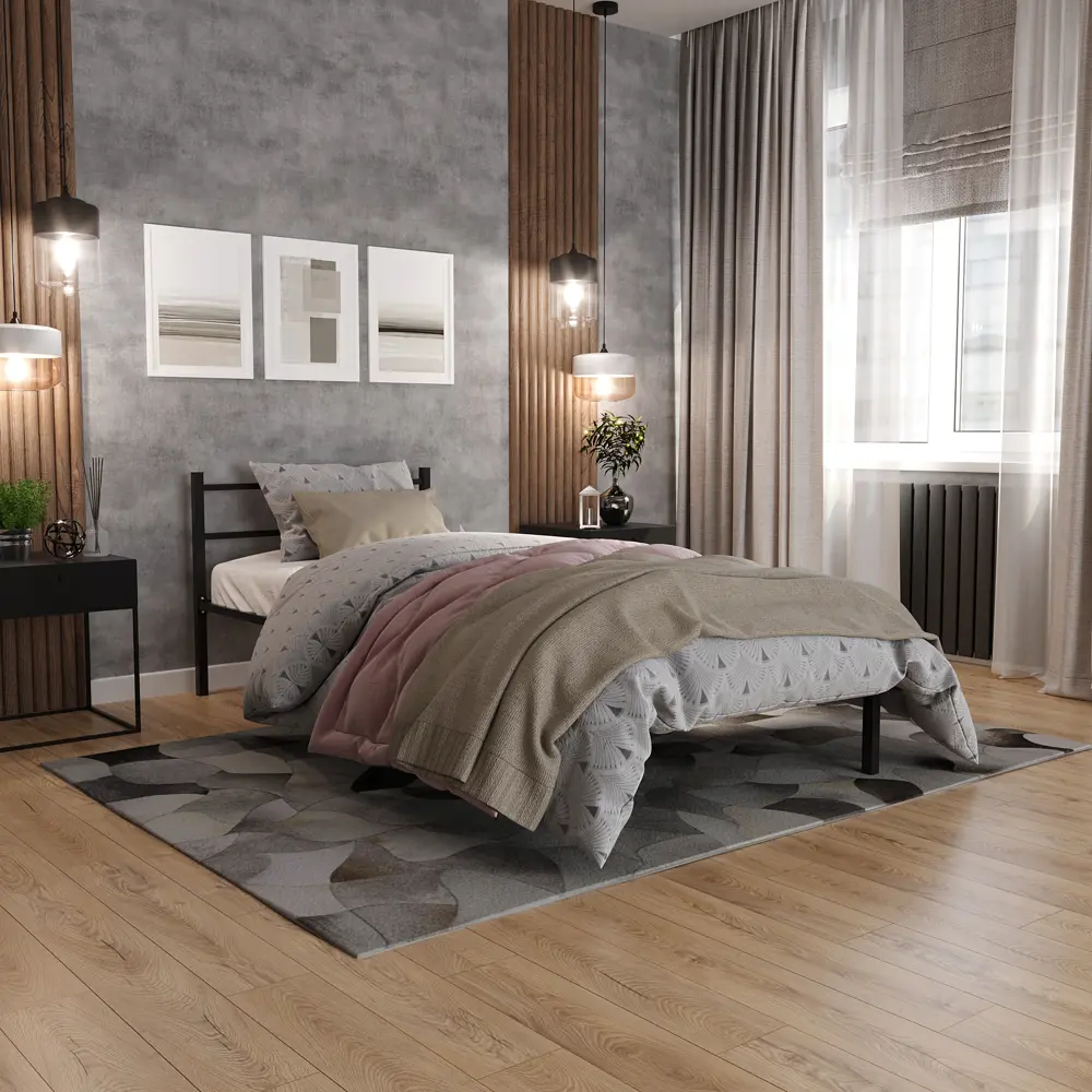 Фото Кровать Woodville Фади 90x200 см металл цвет черный Фото Кровать Woodville Фади 90x200 см металл цвет черный