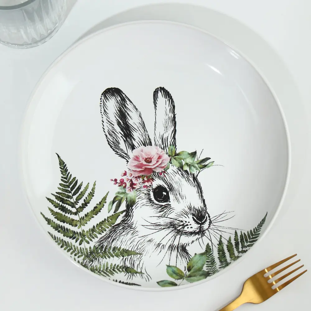 Фото 2 Тарелка Dolce Ceramo Зайка керамика цвет белый Фото 2 Тарелка Dolce Ceramo Зайка керамика цвет белый