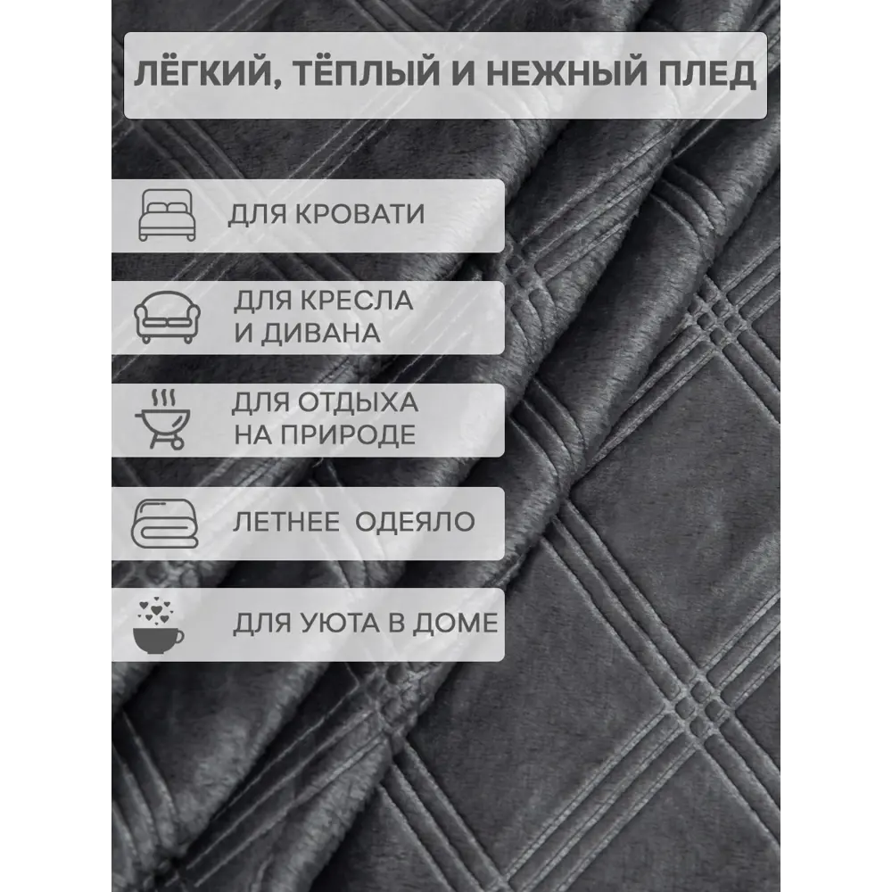 Фото 8 Плед TexRepublic 93371, 200x150 см, фланель, цвет темно-серый Фото 8 Плед TexRepublic 93371, 200x150 см, фланель, цвет темно-серый