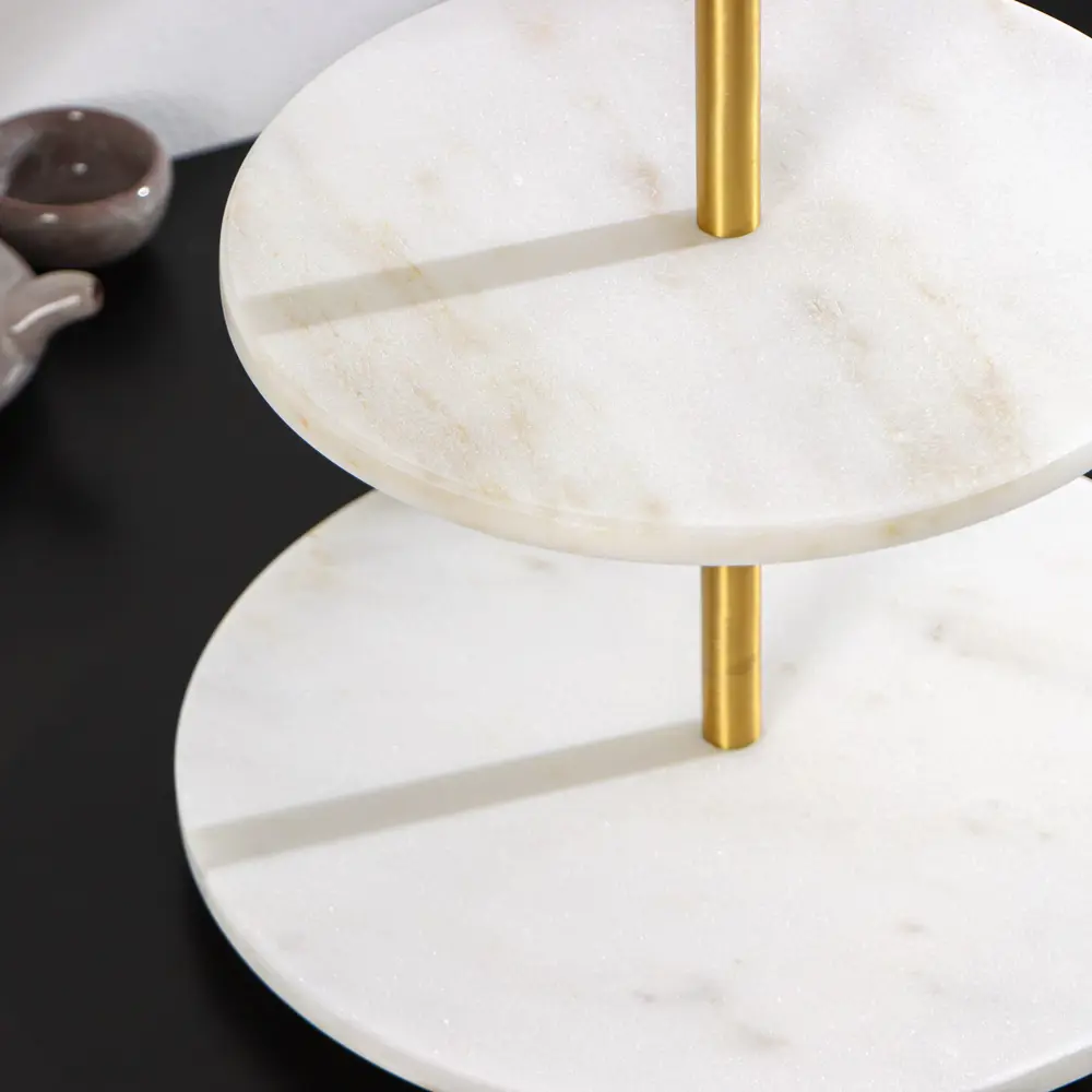 Фото 2 Тарелка Magistro Marble 25x25 см 2 яруса мрамор цвет белый Фото 2 Тарелка Magistro Marble 25x25 см 2 яруса мрамор цвет белый