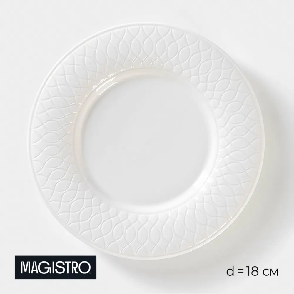 Фото 2 Тарелка Magistro 7462757 18x2.10x18 см фарфор цвет белый Фото 2 Тарелка Magistro 7462757 18x2.10x18 см фарфор цвет белый