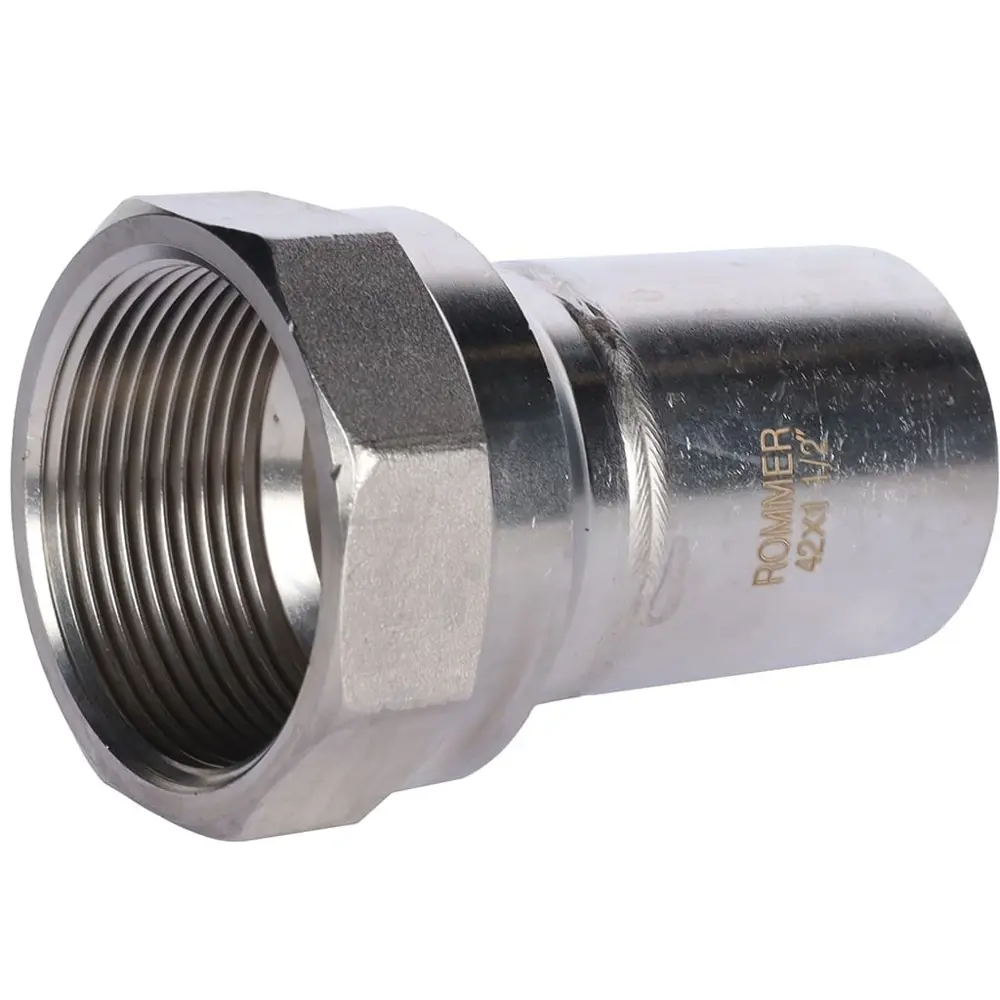 Фото Муфта переходная Rommer 1 1/2"x42 мм НПр-ВР нержавеющая сталь Фото Муфта переходная Rommer 1 1/2"x42 мм НПр-ВР нержавеющая сталь