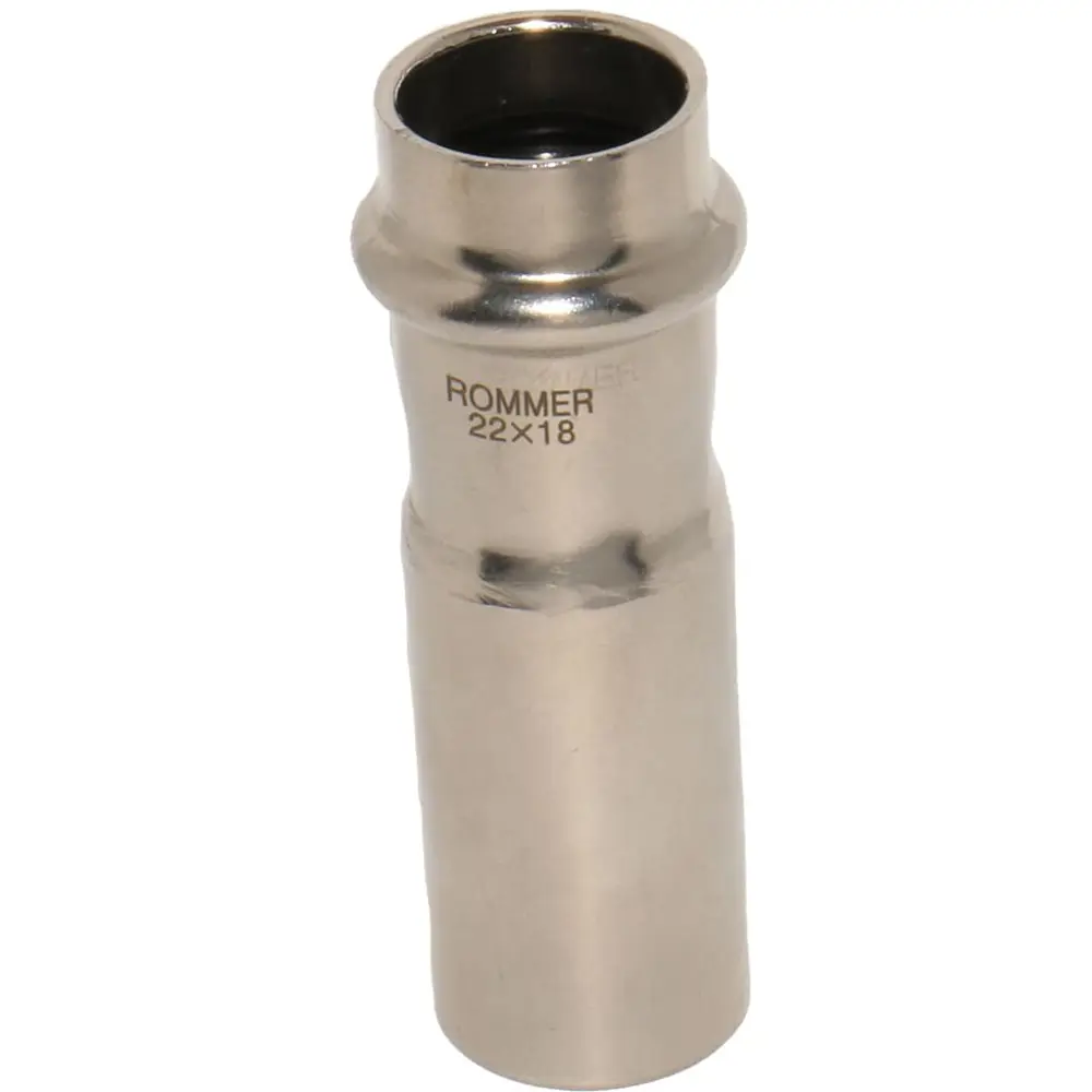 Фото Муфта переходная Rommer 22x18 мм ВПр-НПр нержавеющая сталь Фото Муфта переходная Rommer 22x18 мм ВПр-НПр нержавеющая сталь
