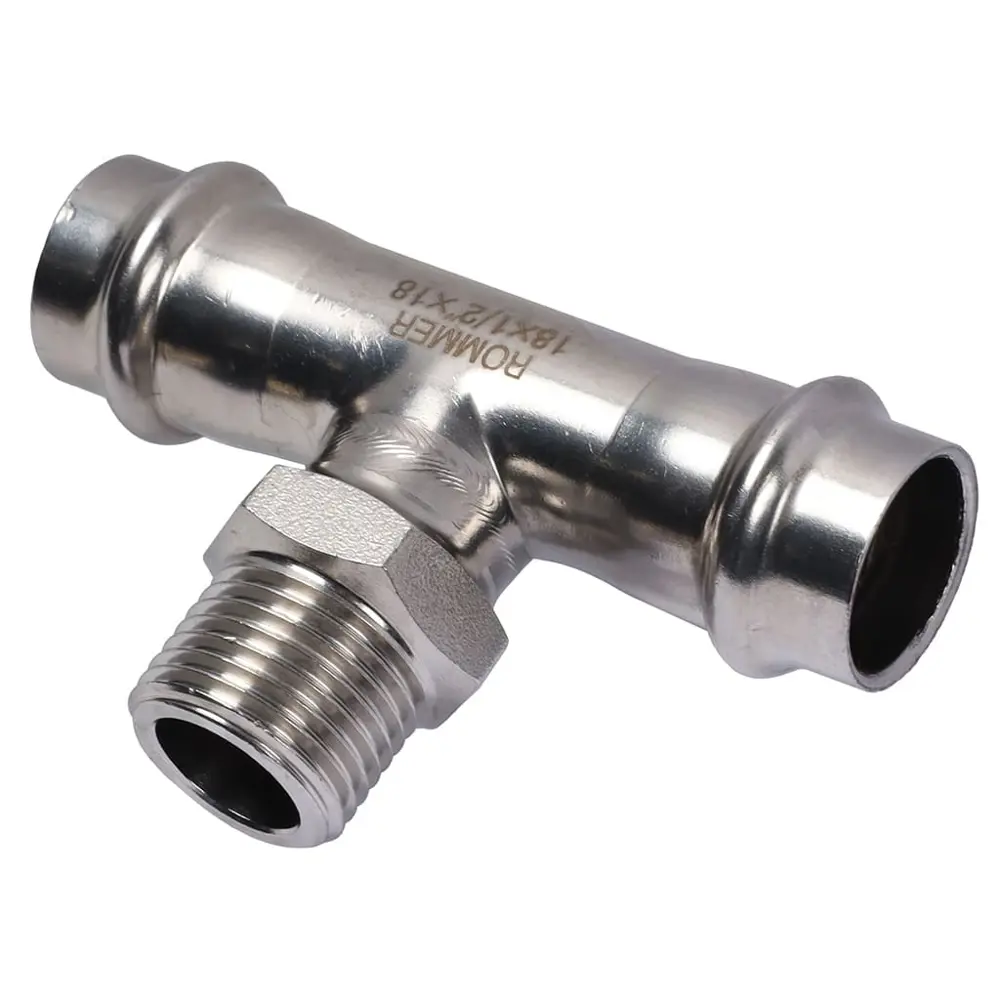 Фото Тройник переходной Rommer 1/2"x18 мм ВПр-ВР нержавеющая сталь