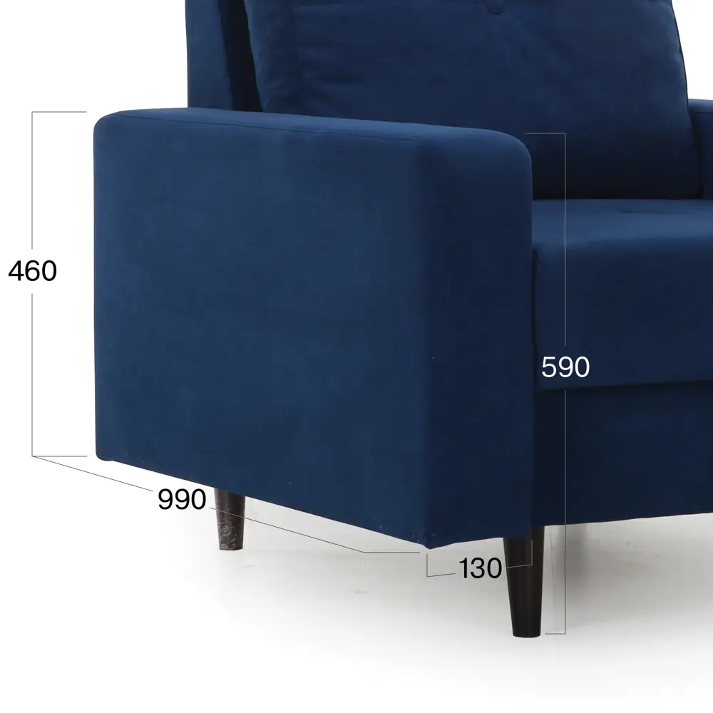 Фото 6 Кресло Beneli Лоретт 88x91x90 см велюр цвет темно-синий