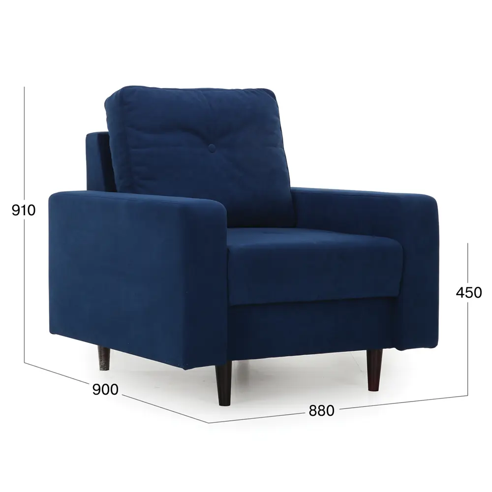 Фото 4 Кресло Beneli Лоретт 88x91x90 см велюр цвет темно-синий