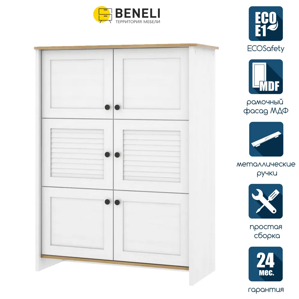Фото Комод Beneli Тифани 106x48x139 см ДСП цвет белый Фото Комод Beneli Тифани 106x48x139 см ДСП цвет белый
