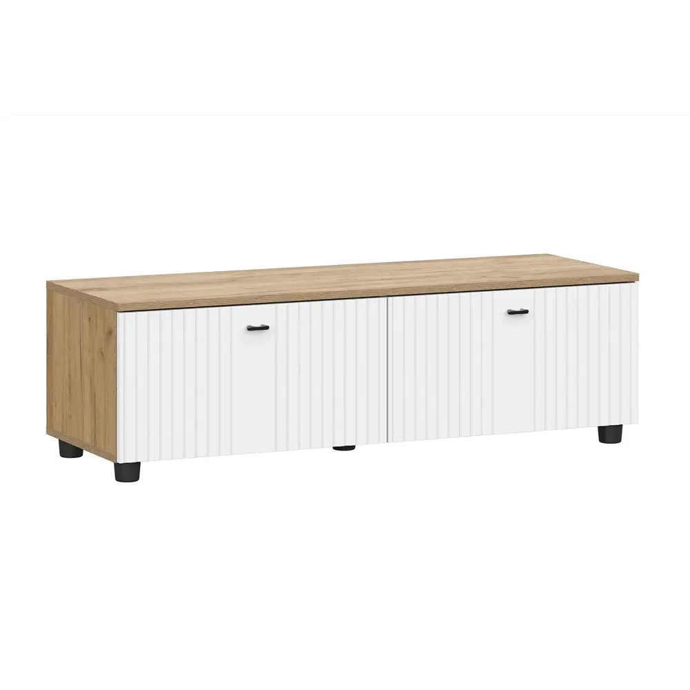 Фото Тумба под телевизор Sv-мебель Милан 120.1x36.8x41.8 см ЛДСП цвет белый матовый/дуб золотой Фото Тумба под телевизор Sv-мебель Милан 120.1x36.8x41.8 см ЛДСП цвет белый матовый/дуб золотой