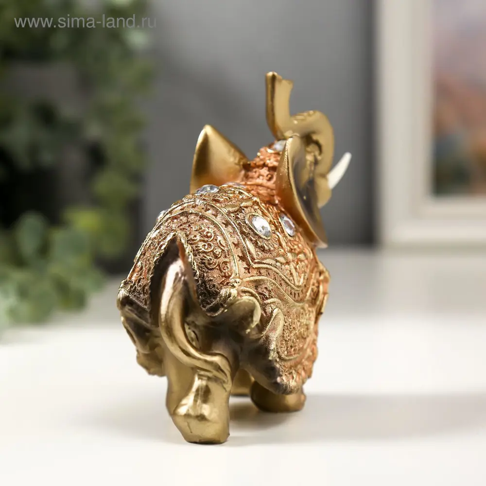 Фото 4 Сувенир "Слоник в золотой попоне с кристаллами" 10.5x11x4.5 см Фото 4 Сувенир "Слоник в золотой попоне с кристаллами" 10.5x11x4.5 см