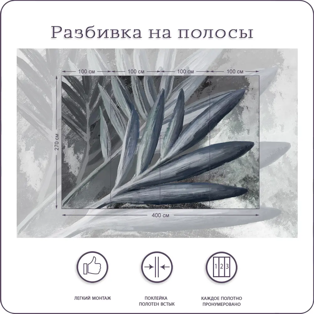 Фото 3 Фотообои флизелиновые Barton Wall 400x270 см Растения Листья M244-C Фото 3 Фотообои флизелиновые Barton Wall 400x270 см Растения Листья M244-C