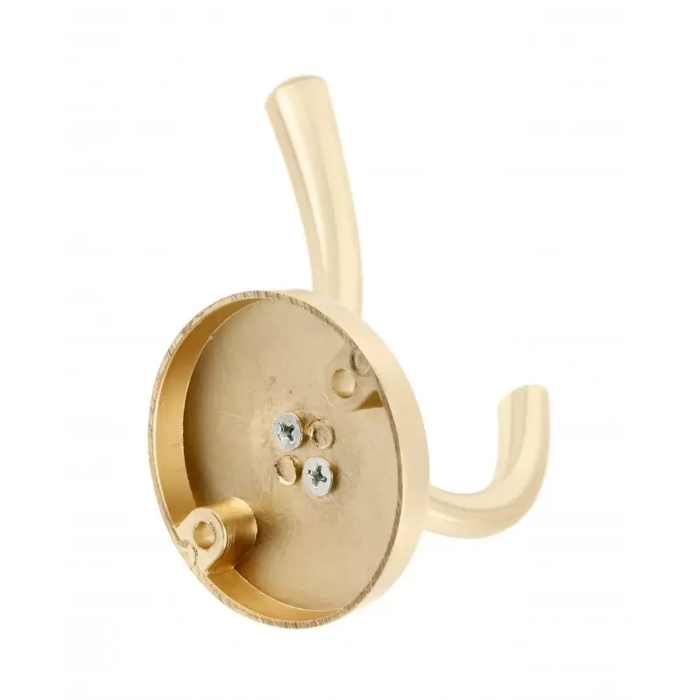 Фото 3 Крючок Gtv 5.9x7.5x10.5 см 2 рожка цвет матовое золото Фото 3 Крючок Gtv 5.9x7.5x10.5 см 2 рожка цвет матовое золото