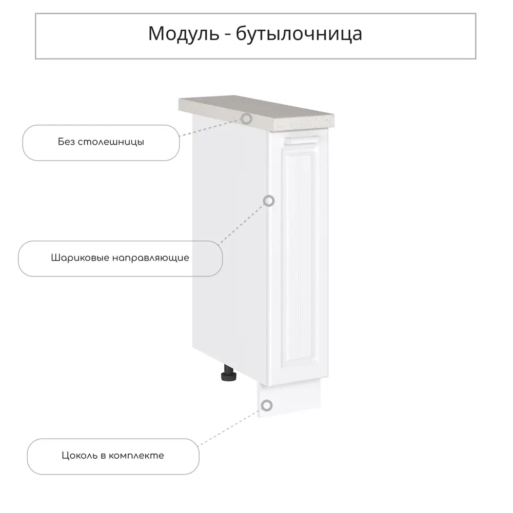 Фото 3 Напольный шкаф-бутылочница Сурская мебель Прага Белое дерево 20x81.60x47.80 см цвет белый МДФ