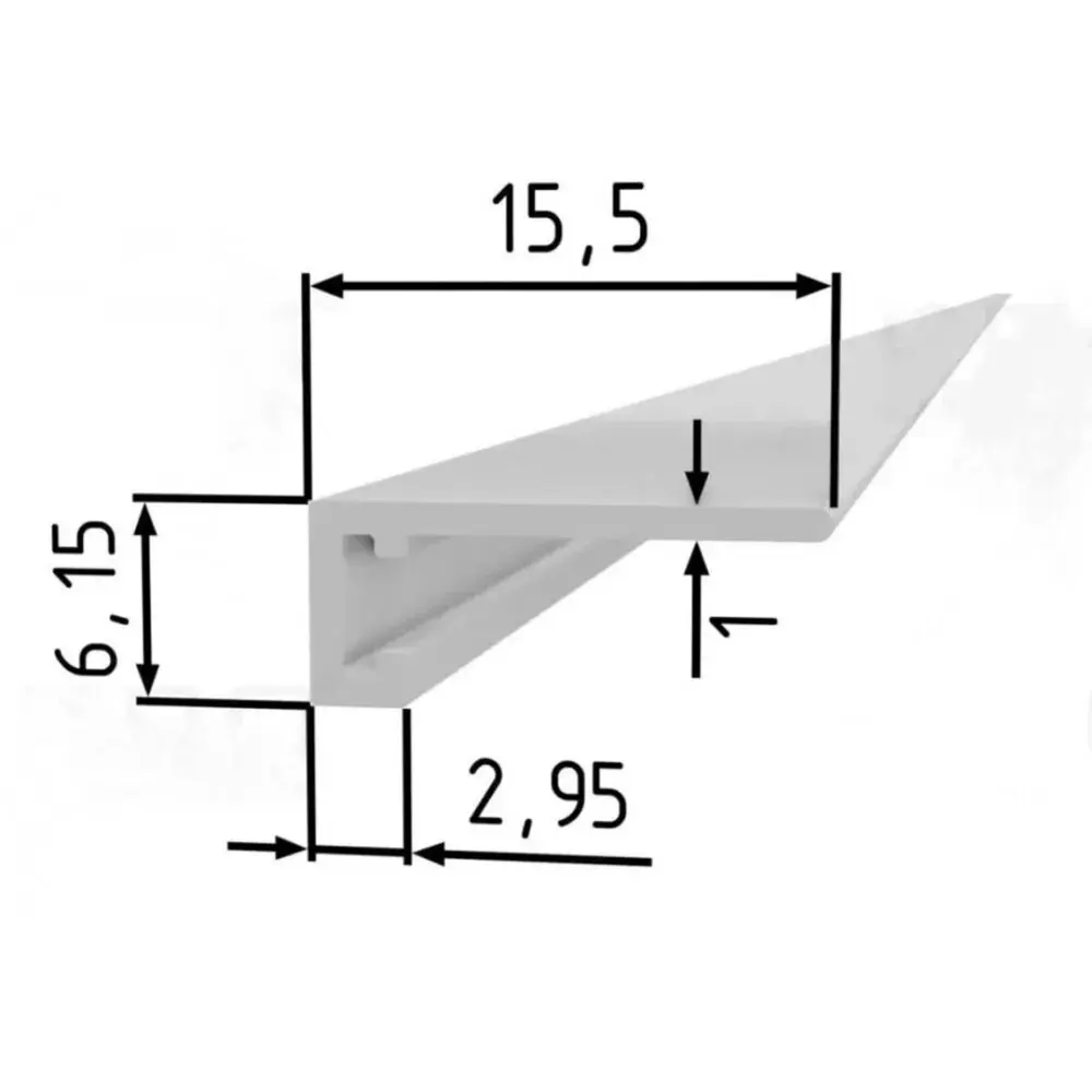 Фото 3 Щелевой (микро) Плинтус напольный ALPro13 7067 не анодированный 15x15.5x2700 мм 5 шт.