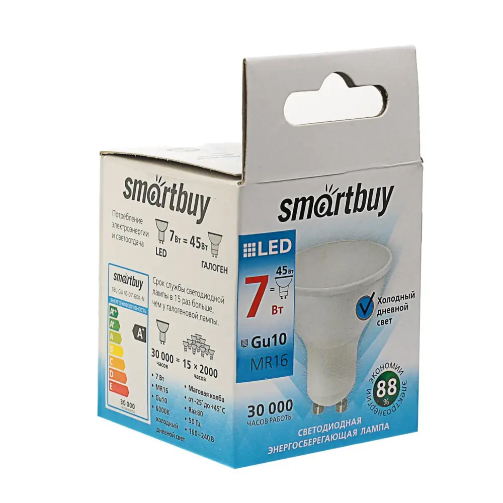 Фото 4 Лампа светодиодная Smartbuy 3804010 GU10 220 В 7 Вт полусфера 560 Лм Фото 4 Лампа светодиодная Smartbuy 3804010 GU10 220 В 7 Вт полусфера 560 Лм