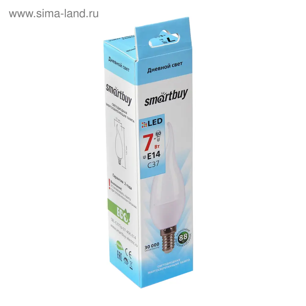 Фото 2 Лампа светодиодная Smartbuy 2916987 E14 220 В 7 Вт свеча на ветру 550 Лм Фото 2 Лампа светодиодная Smartbuy 2916987 E14 220 В 7 Вт свеча на ветру 550 Лм