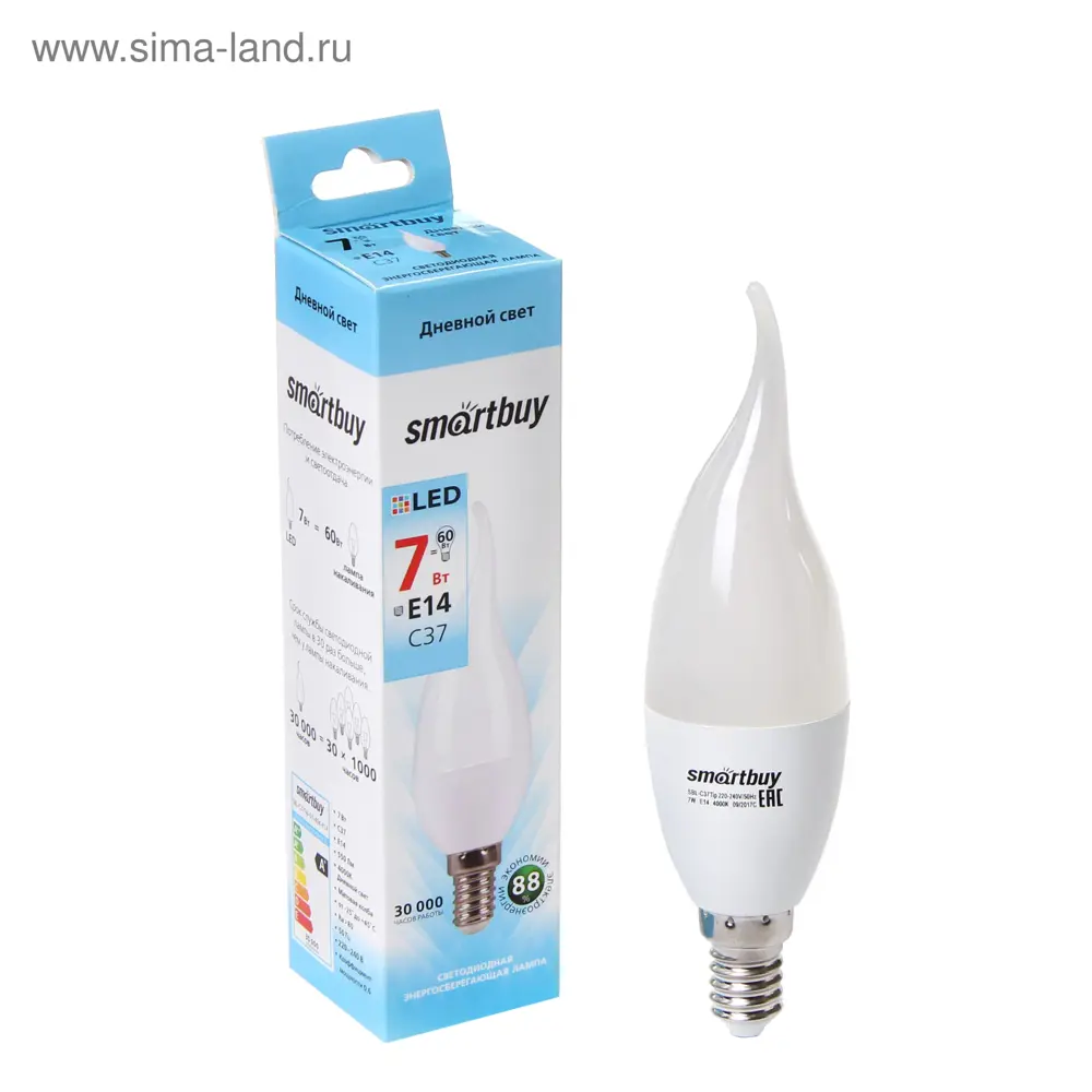 Фото Лампа светодиодная Smartbuy 2916987 E14 220 В 7 Вт свеча на ветру 550 Лм Фото Лампа светодиодная Smartbuy 2916987 E14 220 В 7 Вт свеча на ветру 550 Лм