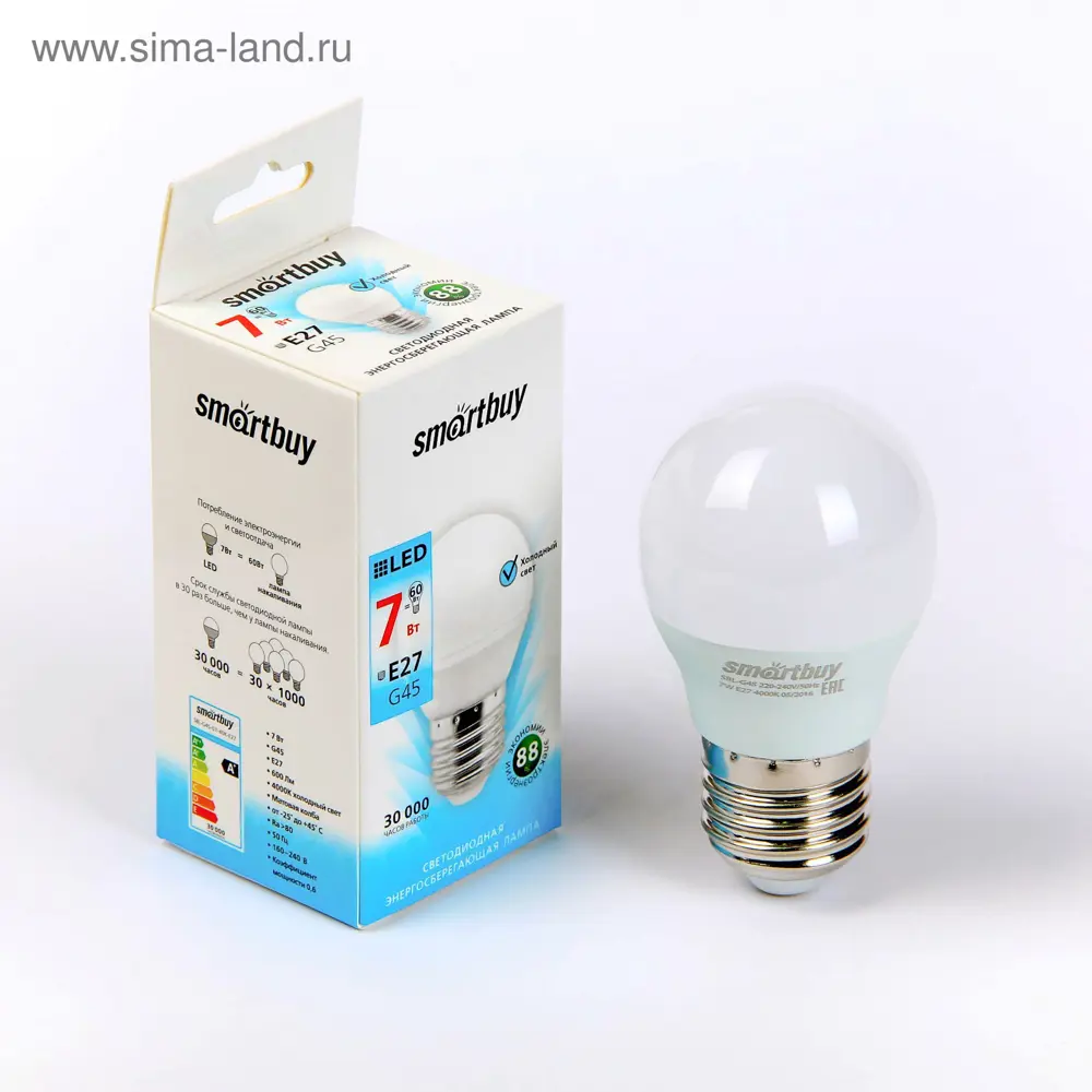 Фото Лампа светодиодная Smartbuy 2917002 E27 220 В 7 Вт шар малый 600 Лм Фото Лампа светодиодная Smartbuy 2917002 E27 220 В 7 Вт шар малый 600 Лм
