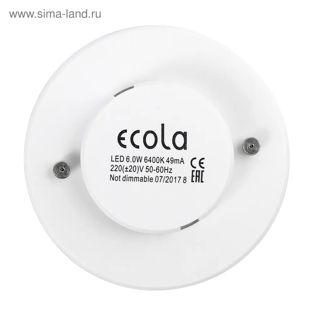 Фото 3 Лампа светодиодная Ecola 2908618 GX53 220 В 6 Вт таблетка 390 Лм Фото 3 Лампа светодиодная Ecola 2908618 GX53 220 В 6 Вт таблетка 390 Лм