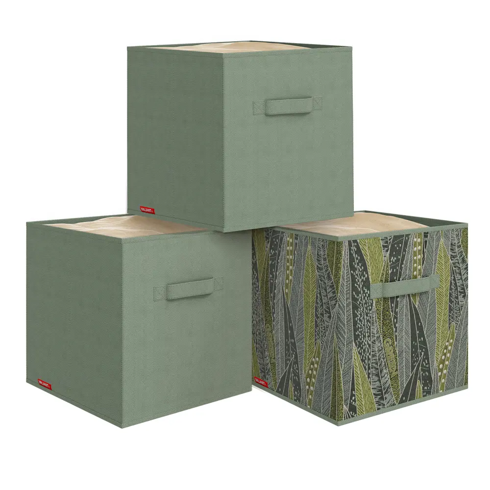 Фото 2 Набор коробов 3 шт Valiant GR-Box-2SL 28x28x28 см нетканый цвет зеленый Фото 2 Набор коробов 3 шт Valiant GR-Box-2SL 28x28x28 см нетканый цвет зеленый